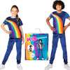 K3 verkleedkleding - verkleedpak regenboog blauw 6 8 jaar - maat 134
