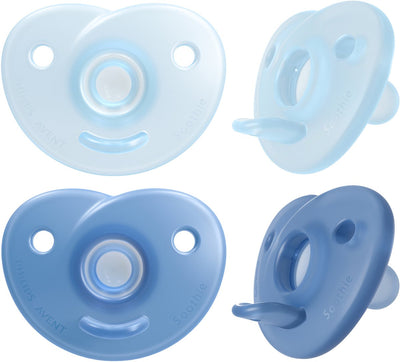 Philips avent soothie hart - 0-6 mnd - 2 stuks - plant-based - blauw