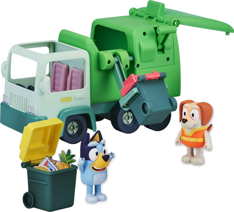 Moose bluey - vuilniswagen met 2 speelfiguren - speelset