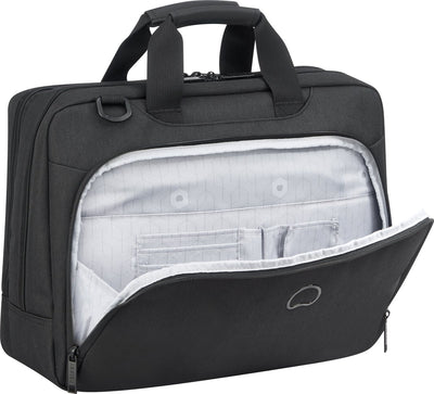 Delsey esplanade schoudertas - 15.6 inch laptopvak - zwart
