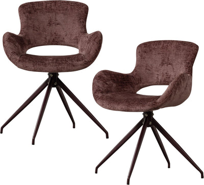 Woood eliva eetkamerstoel - structure velvet - paars - set van 2