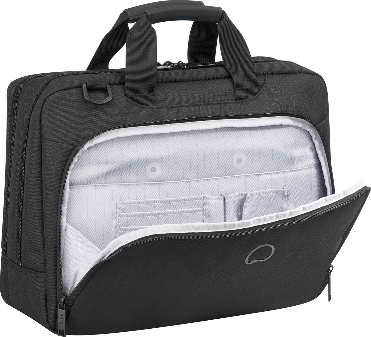 Delsey esplanade schoudertas - 15.6 inch laptopvak - zwart