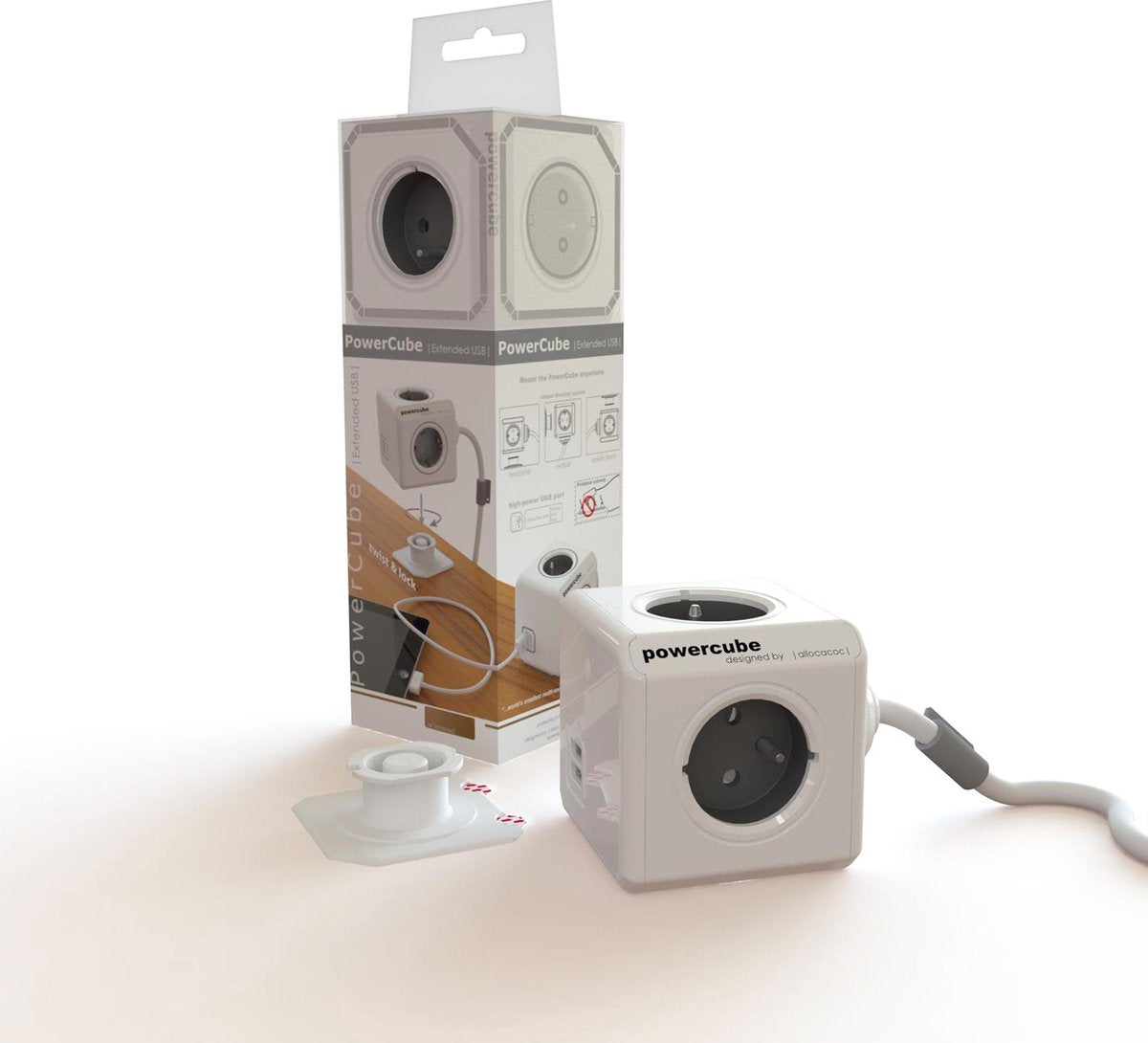 Allocacoc powercube extended usb fr; grey