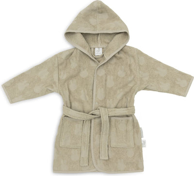Jollein x nijntje - baby badjas badstof 3-4 jaar - badjas kinderen met capuchon - miffy jacquard - olive green