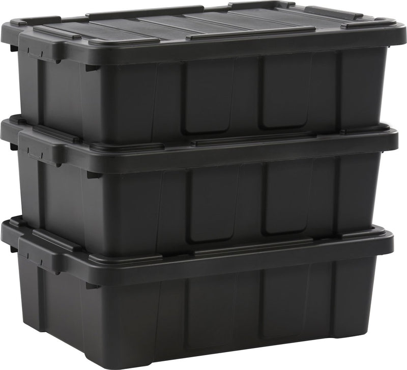 Iris powerbox robuust opbergbox - 25l - 100% recycled kunststof - zwart - set van 3
