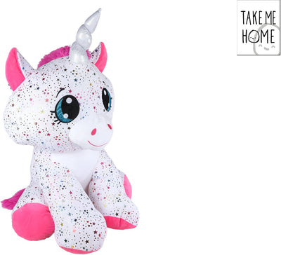 Take me home eenhoorn knuffel pluche wit roze 70cm sterrenprint.