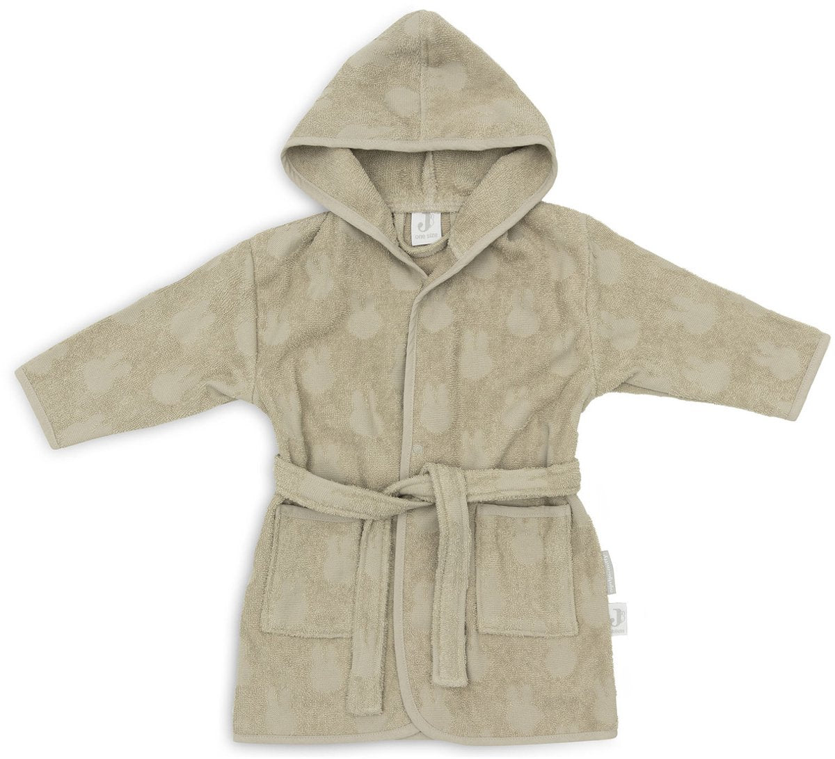 Jollein x nijntje - baby badjas badstof 1-2 jaar - badjas kinderen met capuchon - miffy jacquard - olive green