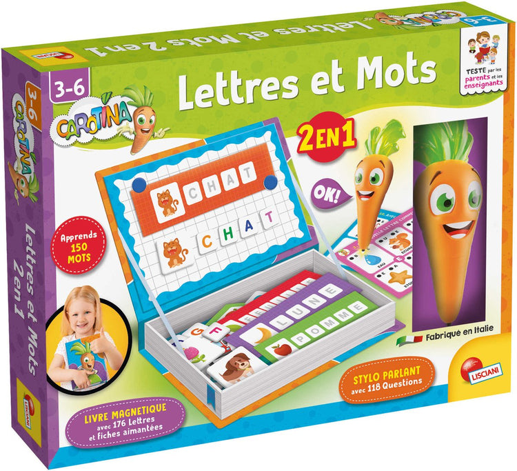 Lisciani - carotina - joeux magnetique avec stylo parlant 2en 1 lettre et mots - fr