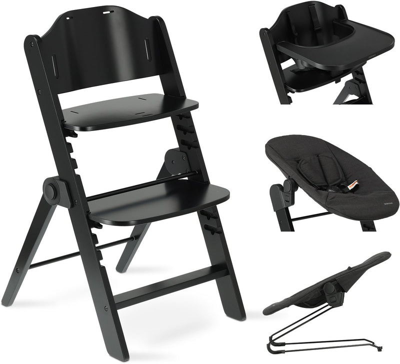 Deryan odin luxe kinderstoel met bouncer - zwart donkergrijs
