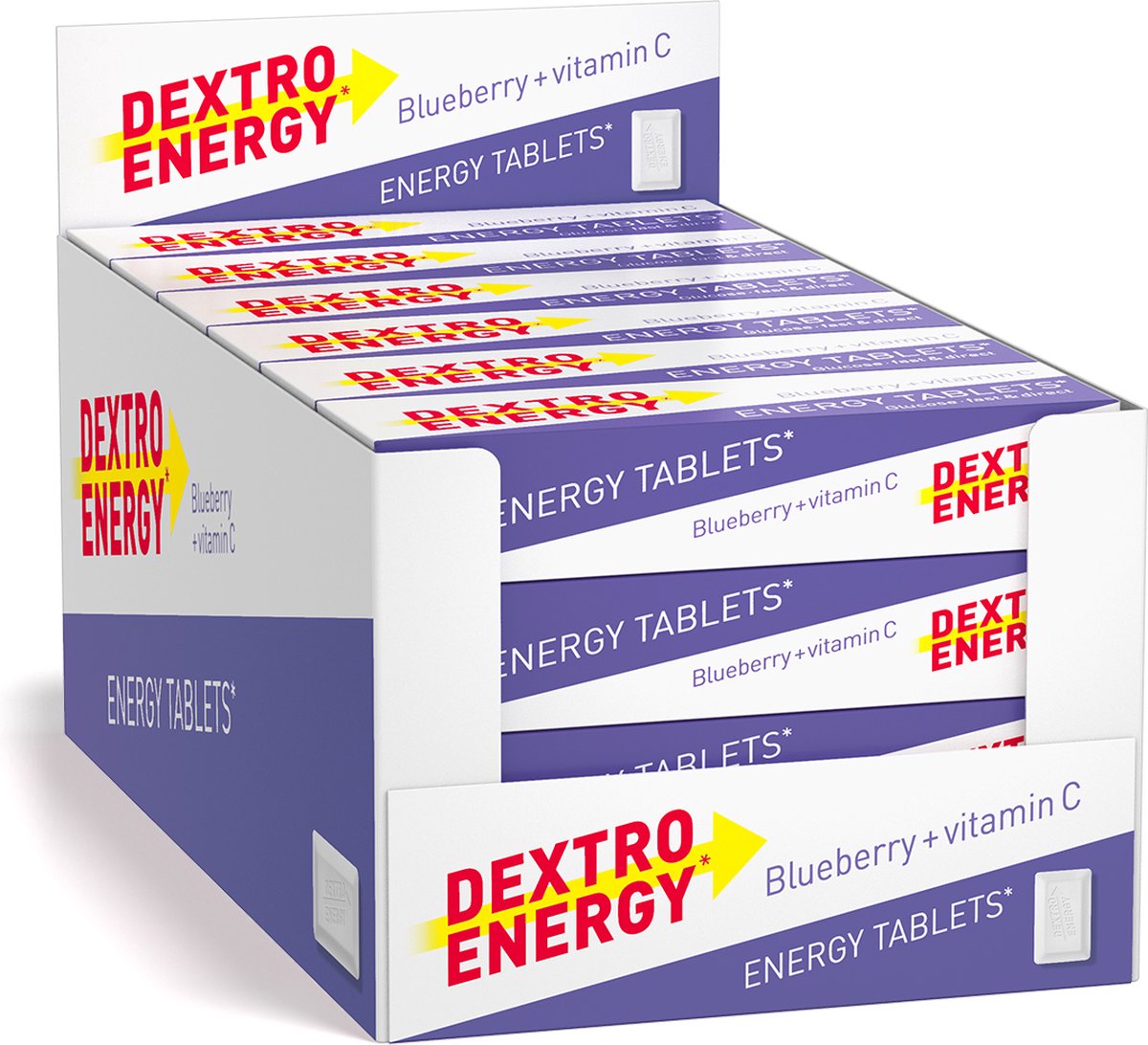 Dextro energy blueberry - 24 x 14 stuks - druivensuiker tabletten met vitamine c - dextrose - snelle suikers