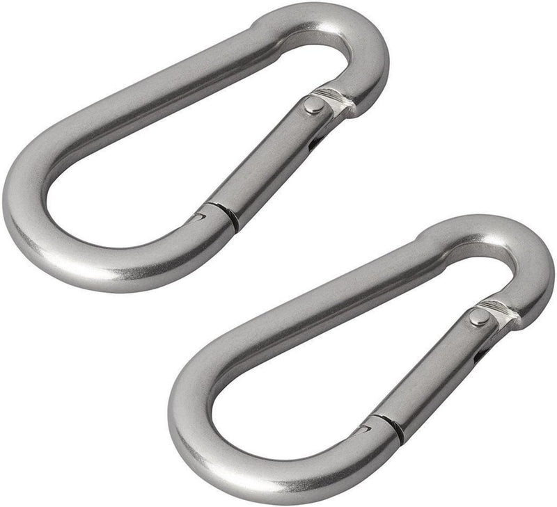 Proplus karabijnhaak - rvs - 8 x 80 mm - 2 stuks - chroom