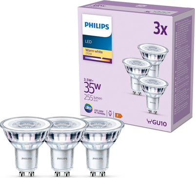 Philips led spot - 35 w - gu10 - warmwit licht - 3 stuks