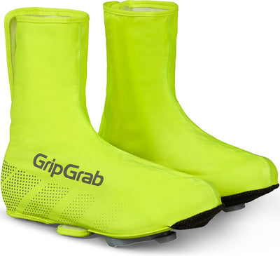 Gripgrab - ride waterdichte race fiets overschoenen wielren regen fietsoverschoenen - geel hi-vis - unisex - maat l (42 43)