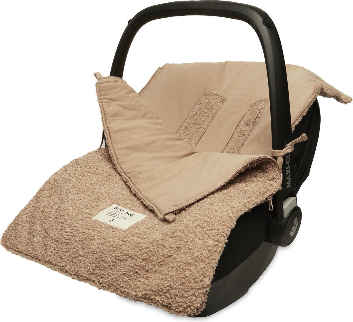 Jollein - voetenzak voor autstoel kinderwagen (boucle - biscuit) - polyester - footmuff maxi cosi, kinderwagen of autostoel - 42x82cm