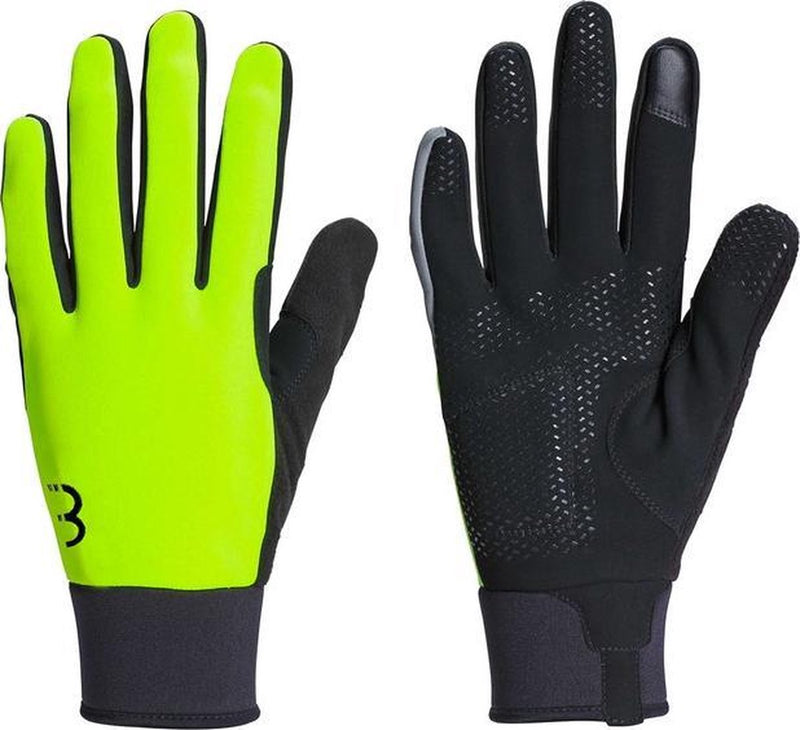 Bbb cycling controlzone fietshandschoenen winter - 5 - 10 ℃ - winddichte wielrenhandschoenen heren dames - sporthandschoenen - touchscreen compatibel - neon geel - maat l - bwg-36