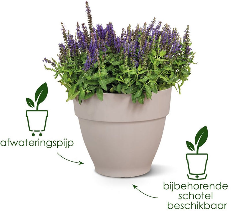 Elho vibia campana rond 40 - bloempot voor buiten met afwateringsgaten - 100% gerecycled plastic - ø 39.0 x h 33.4 cm - esdoorn paars