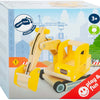 Small foot - houten graafmachine geel