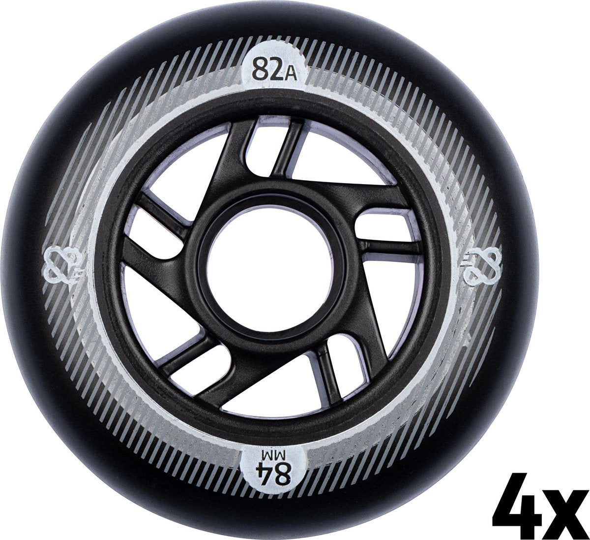 Nijdam inline skate wielen set - 84x24 mm - 4st - black zwart