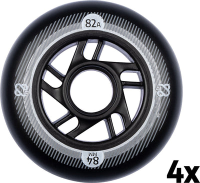 Nijdam inline skate wielen set - 84x24 mm - 4st - black zwart