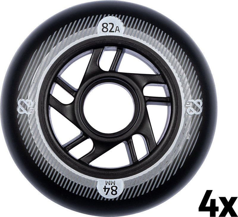 Nijdam inline skate wielen set - 84x24 mm - 4st - black zwart