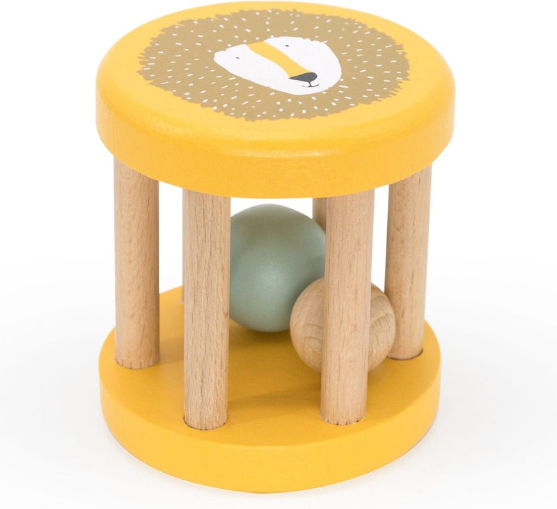Trixie babyrammelaar mr. lion - houten en siliconen bijtring - sensorisch babyspeelgoed vanaf geboorte