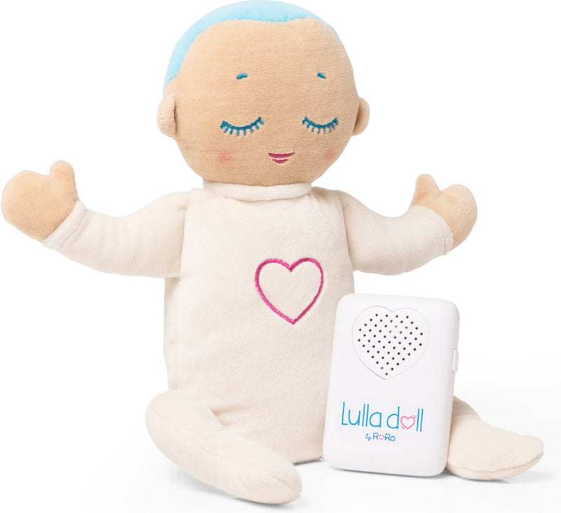 Lulla doll – doorslaappop met natuurlijke hartslag ademhaling - hartslag knuffel - slaaphulp - werkt tot 12 uur - vanaf 0 maanden - machinewasbaar - lichtblauw