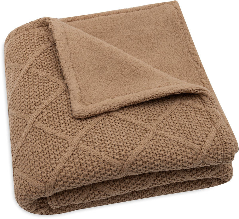 Jollein deken wieg 75x100cm check knit biscuit teddy fleece