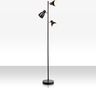 B.k.licht - industriële vloerlamp - zwart gouden staande lamp - draaibar - met e27 fitting - h.: 166cm