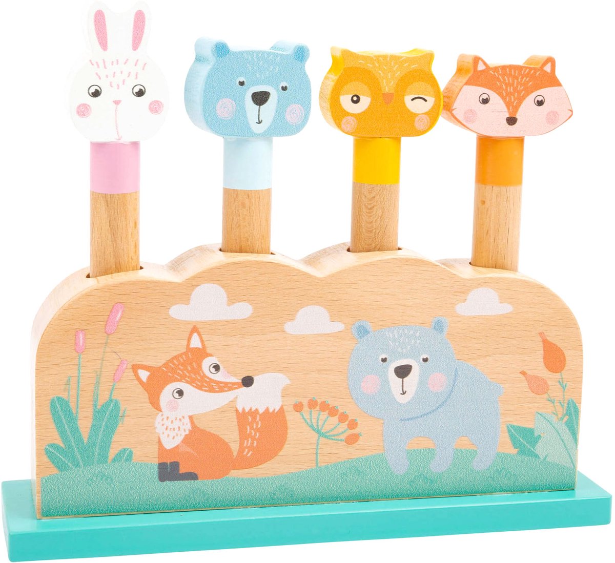 Small foot - houten motoriek vorm insteekspel bosdieren, 5dlg.