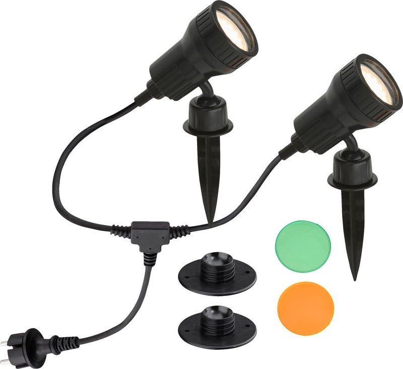Briloner led grondspot met spies zwart, 2 stuks