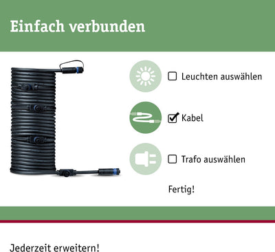 Paulmann plug shine kabel 10m 5 uitgangen ip68 zwart
