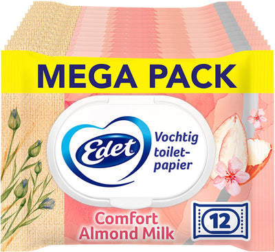 Edet vochtig wc papier amandel - 12 x 42 = 504 vellen