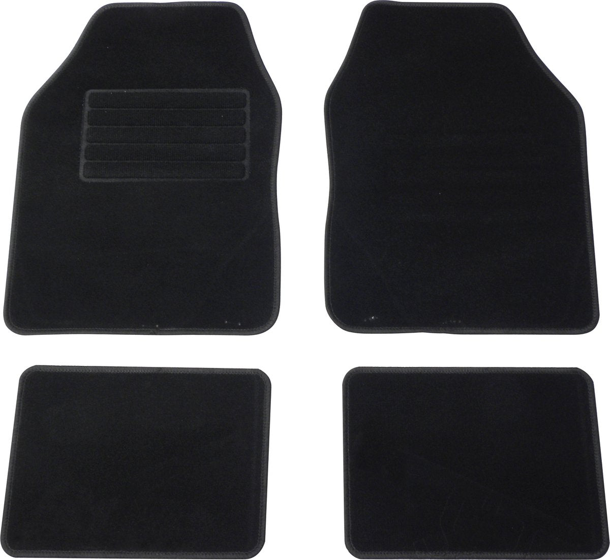 Carpoint mattenset malibu - 4 delig - 2 voormatten - 2 achtermatten - antislip onderkant - verstevigd hakstuk - afgezoomde randen - zwart