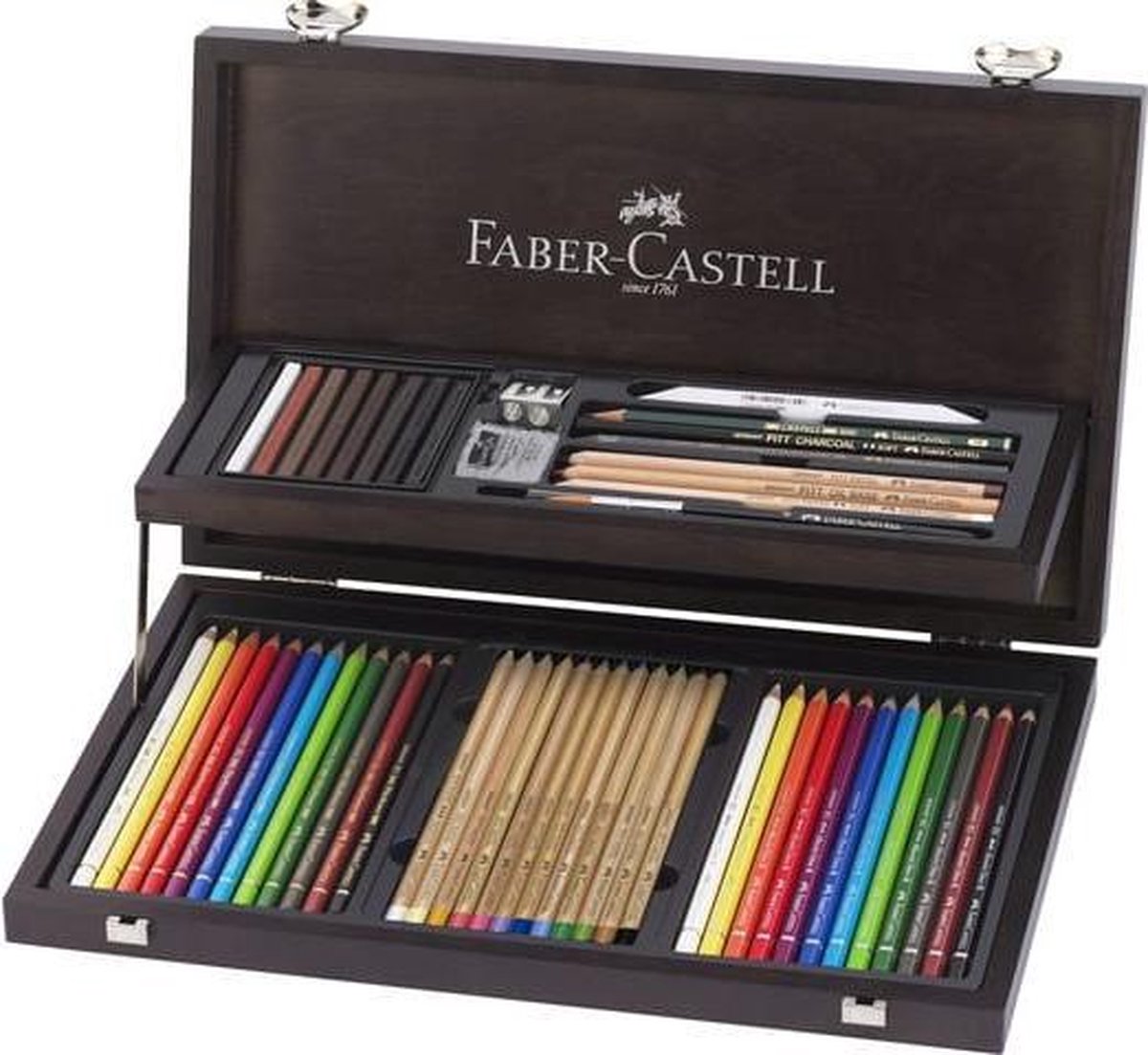Faber-castell kleurpotloden - compendium mahoniebox - 54 stuks - fc-110084