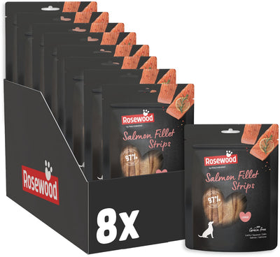 Rosewood salmon fillet strips large - hondensnack zalm 8 x 150 g - 97% zalm - eiwitrijk - vetarm