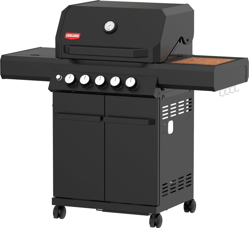 Grill guru burner 3 - gasbarbecue - 2x hoofdbrander - 1x infrarood - 1x zijbrander - 1x achterbrander - zwart