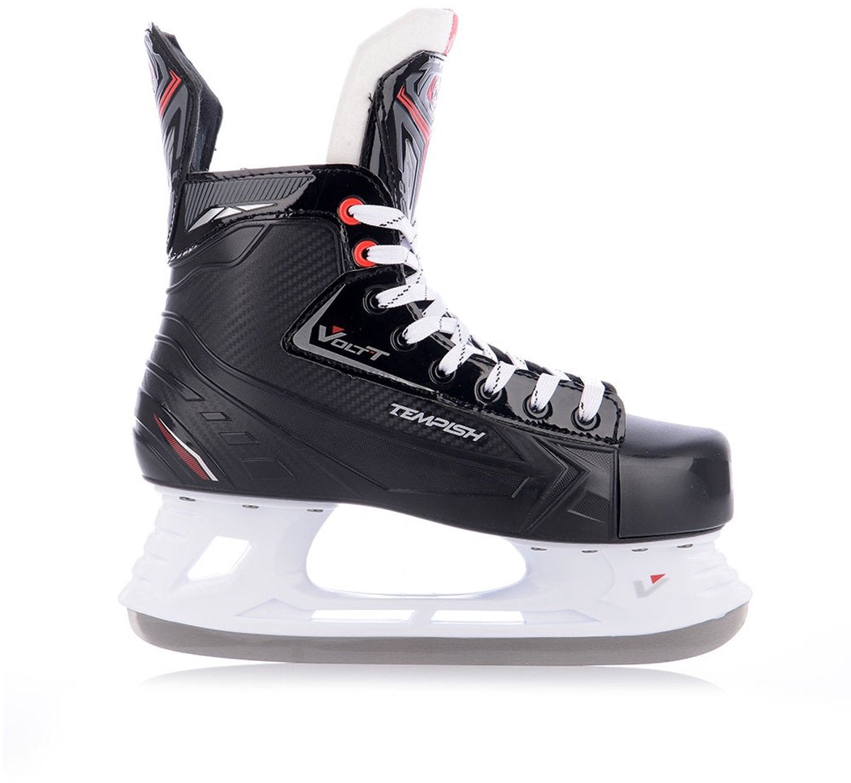 Tempish – volt-t – ijshockeyschaatsen – schaatsen heren – zwart – versterkte enkelcups high-grip rvs hockeyijzer – maat eu 44