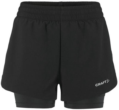 Craft adv essence 2-in-1 shorts 2 w dames sportbroek - zwart