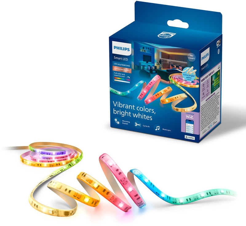 Philips lighting philips smart lighting - led strip - lengte: 3m - rgbicww - gekleurd en instelbaar wit licht - muzieksynchronisatie - werkt met de wiz app - wifi