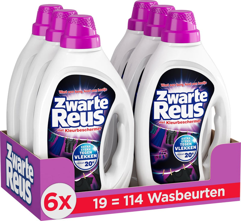 Frisse reus zwarte reus gel - vloeibaar wasmiddel - voordeelverpakking - 6 x 19 wasbeurten