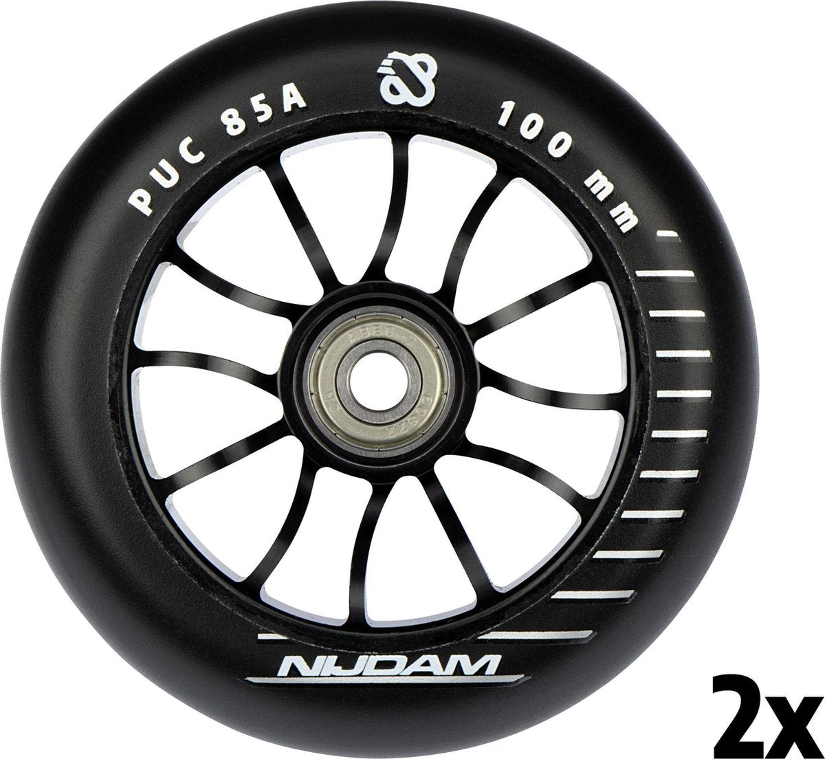 Nijdam stuntstep wielenset - spoked alu - zwart - 2 stuks