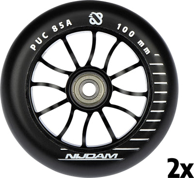 Nijdam stuntstep wielenset - spoked alu - zwart - 2 stuks