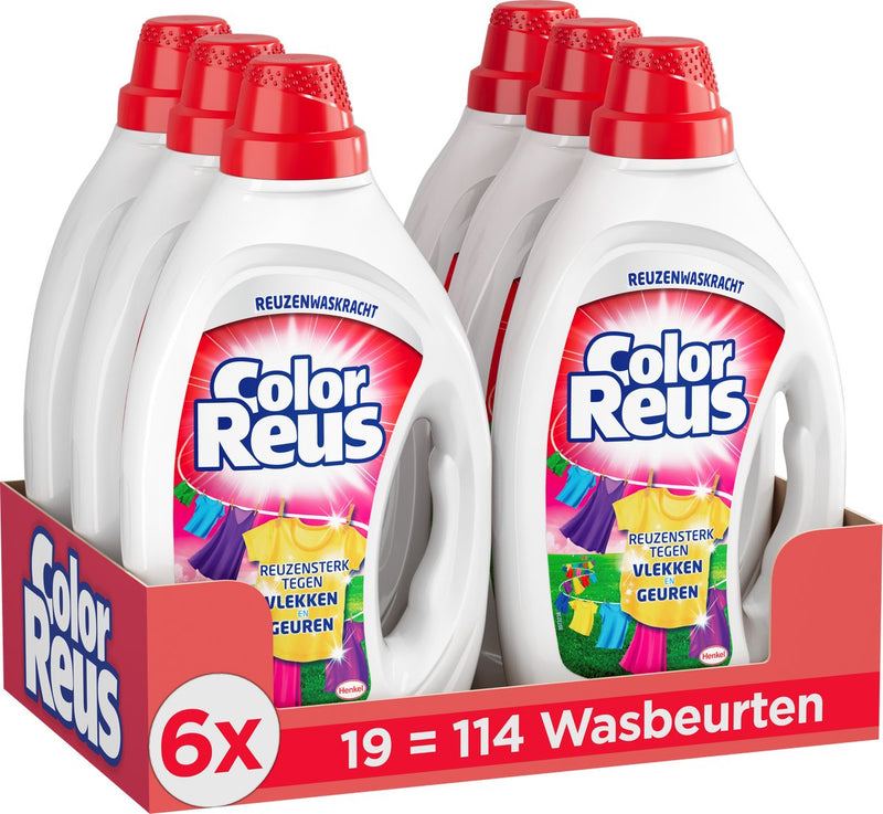 Color reus gel - vloeibaar wasmiddel - gekleurde was - 6 x 19 wasbeurten - voordeelverpakking