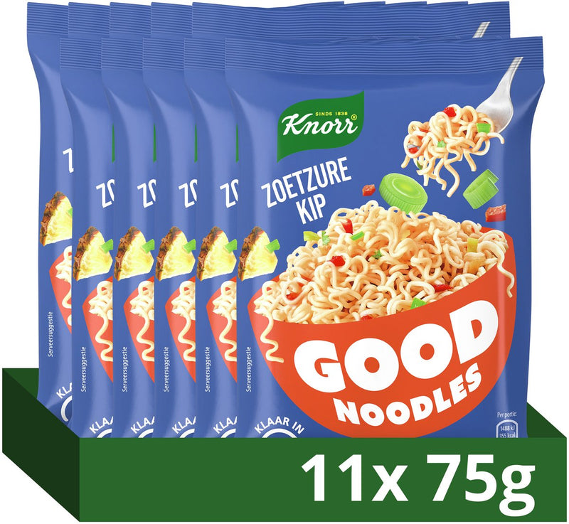Knorr good noodles - zoetzure kip - zonder kunstmatige kleurstoffen en conserveermiddelen - 11 x 75 g