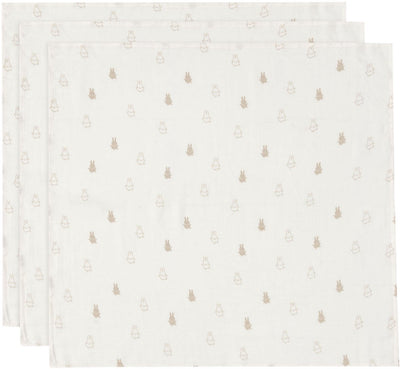 Jollein x nijntje - hydrofiele doek small 70x70cm - inbakerdoek, spuugdoekjes, baby doeken - zacht katoen - happy miffy - nougat - 3 stuks