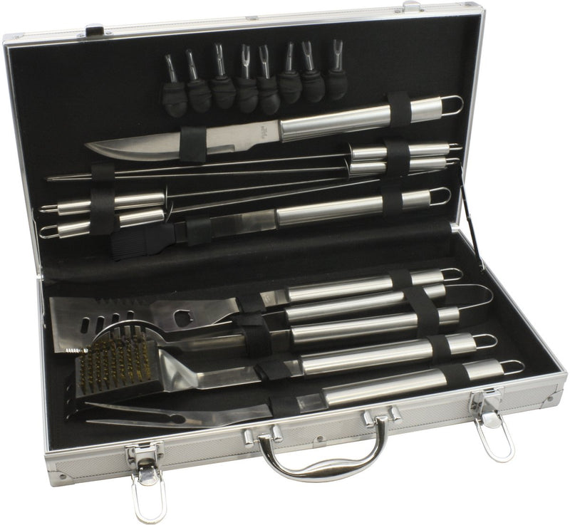 Leopold vienna - bbq gereedschap 18-delige set in grillkoffer - bbq accessoires