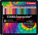 Stabilo aquacolor - premium aquarel kleurpotloden - arty - metalen etui 24 kleuren - afbeelding 1