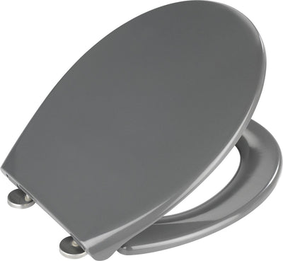 Wenko wc bril samos - antibacterieel donkergrijs duroplast - easy-close softclose sluiting - fix-clip bevestiging afklikbaar in rvs - toiletbril - toiletzitting - donkergrijs