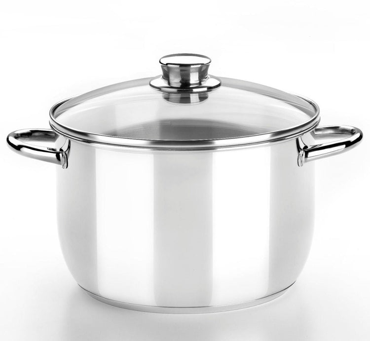 Monix optima | 20 cm pot met glazen deksel, 18 10 roestvrij staal, drievoudige diffusorbodem, geschikt voor alle soorten fornuizen, inclusief inductie