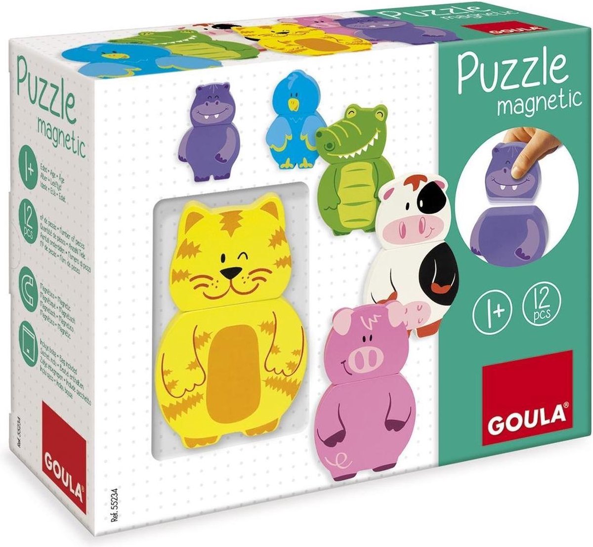 Goula jumbo - houten puzzel boerderijdieren - magnetisch - 9 stukjes